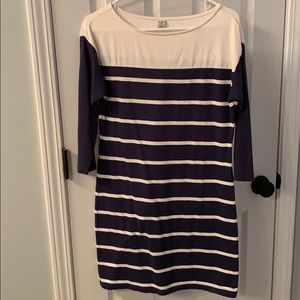Navy & white striped dress